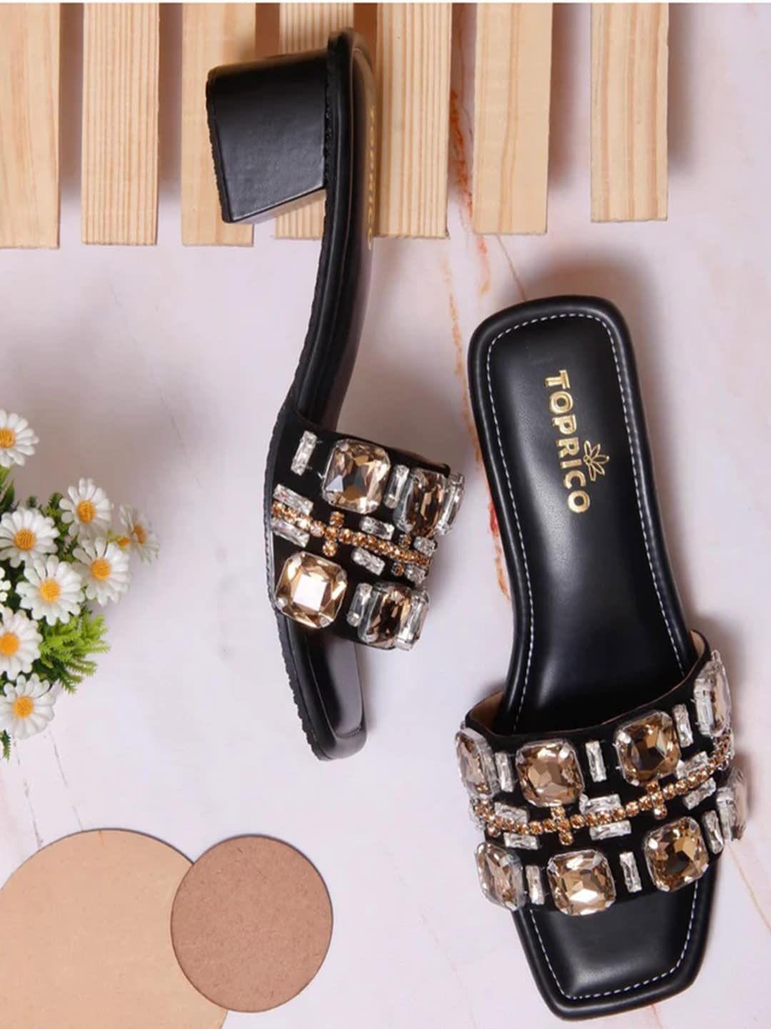 toprico embellished party block heels