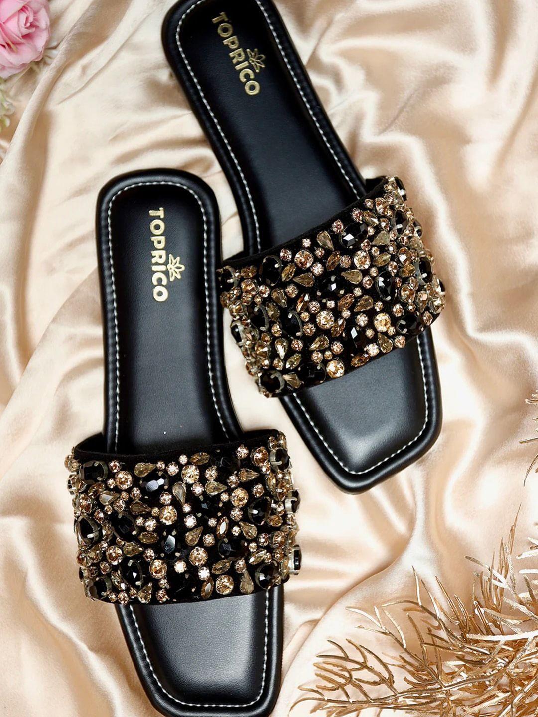 toprico embellished open toe flats