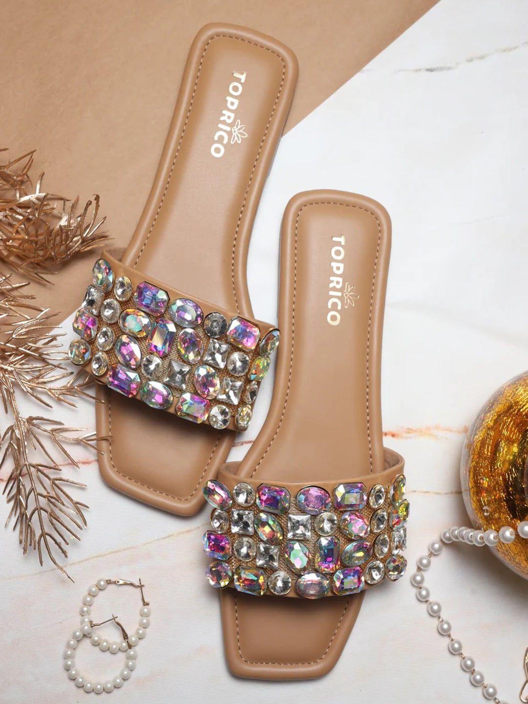 toprico embellished open toe flats