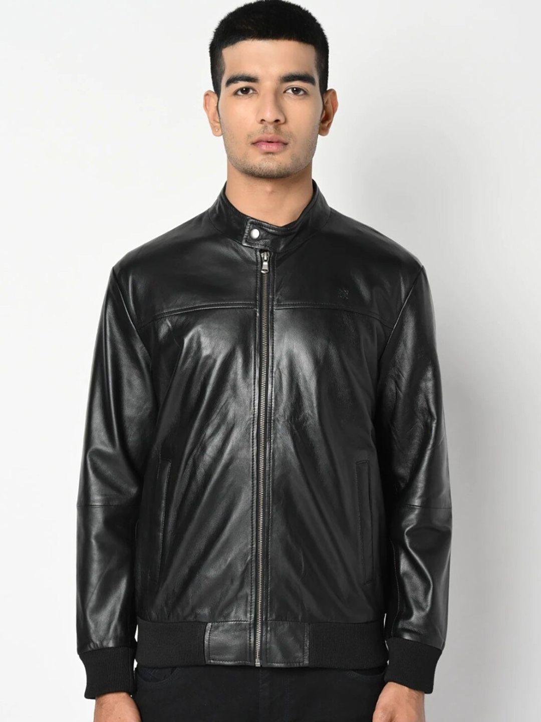 tortoise leather lightweight biker jacket
