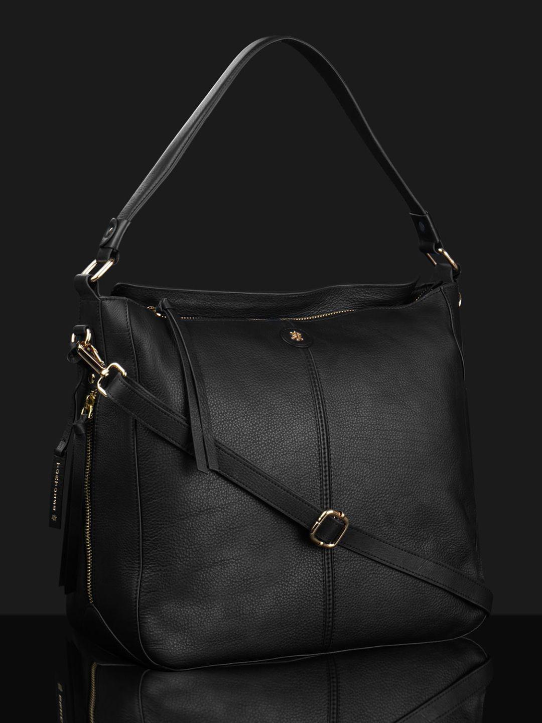 tortoise black leather bowling hobo bag with cut work