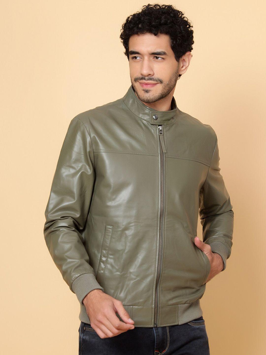 tortoise leather lightweight biker jacket