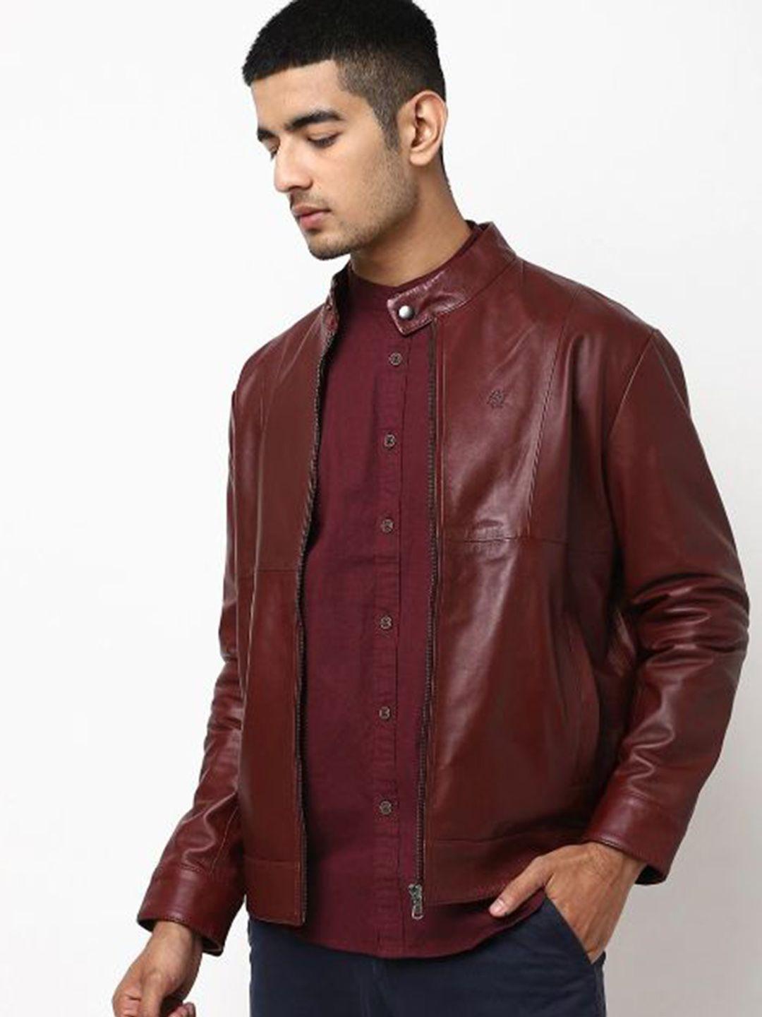 tortoise leather lightweight biker jacket