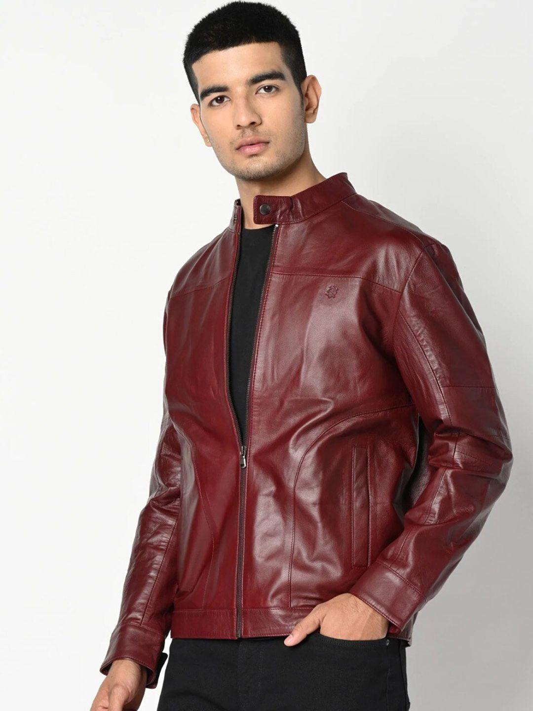 tortoise leather lightweight biker jacket