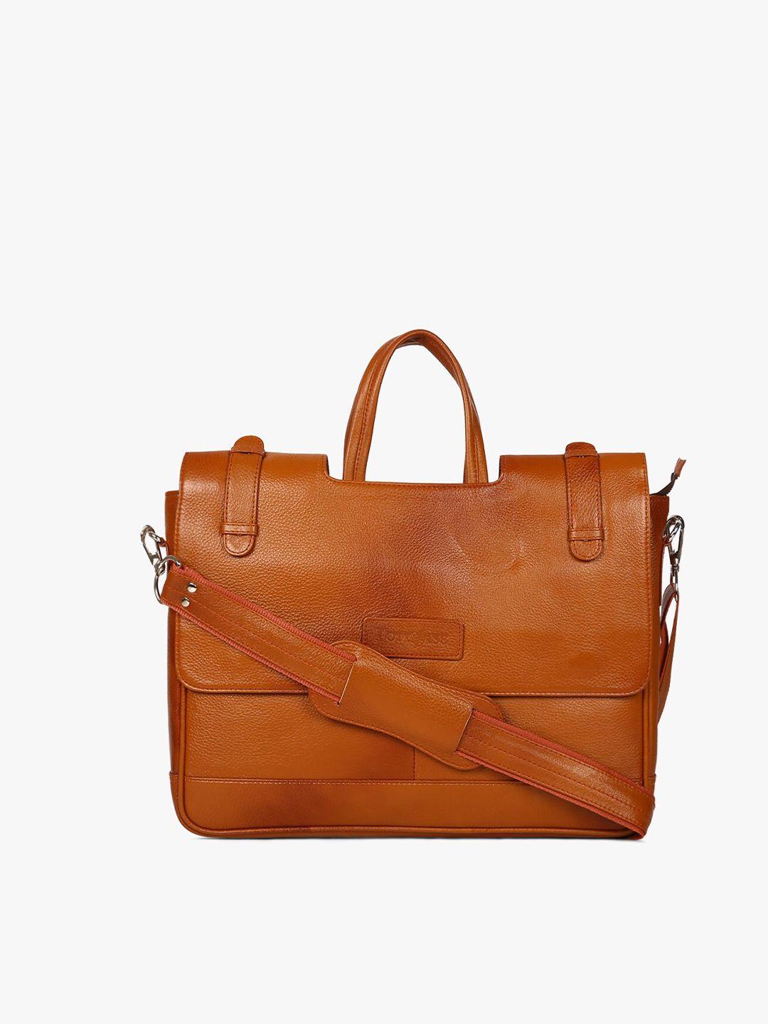 tortoise men brown leather laptop bag