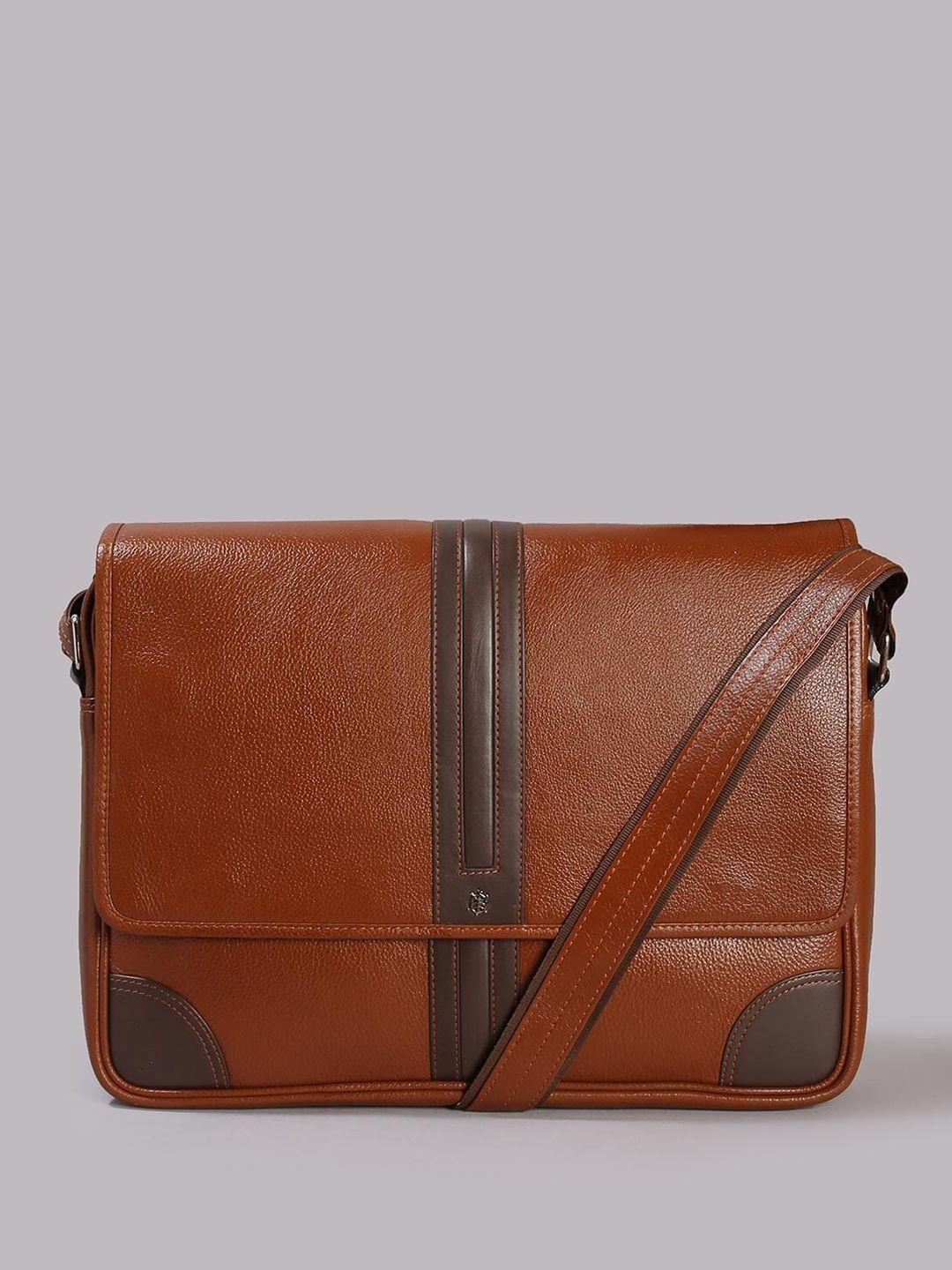 tortoise men textured leather laptop bag up to 15 inch