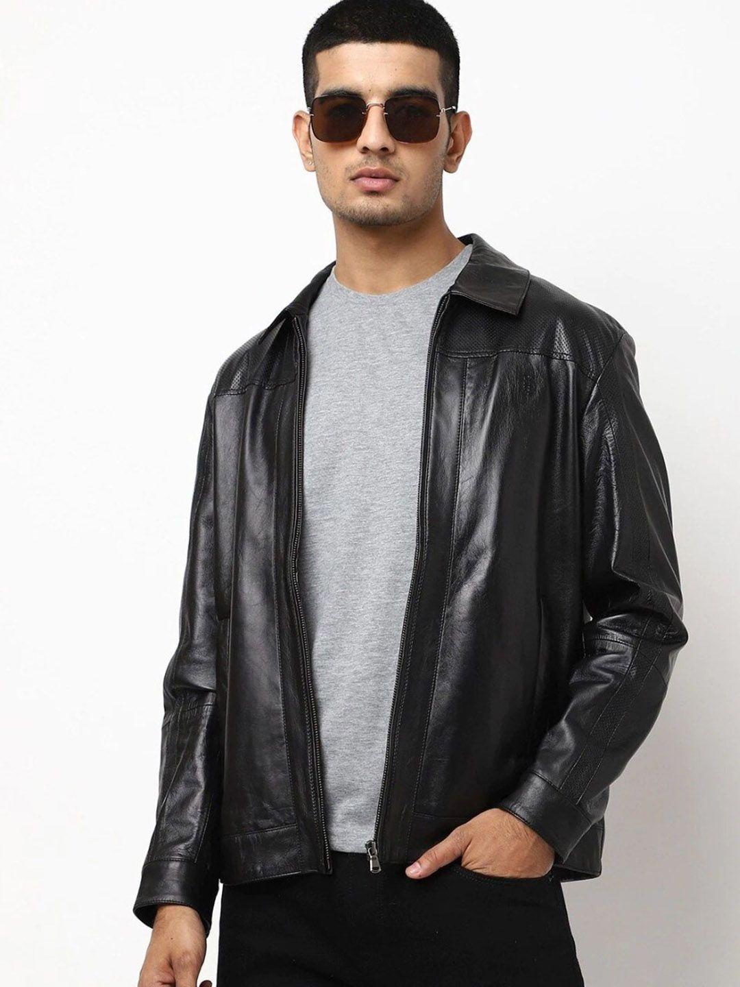 tortoise men tortoise design leather lightweight biker jacket