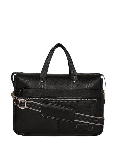 tortoise work edition basilio black leather medium laptop messenger bag
