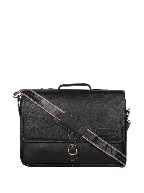 tortoise work edition domenico black leather medium laptop messenger bag