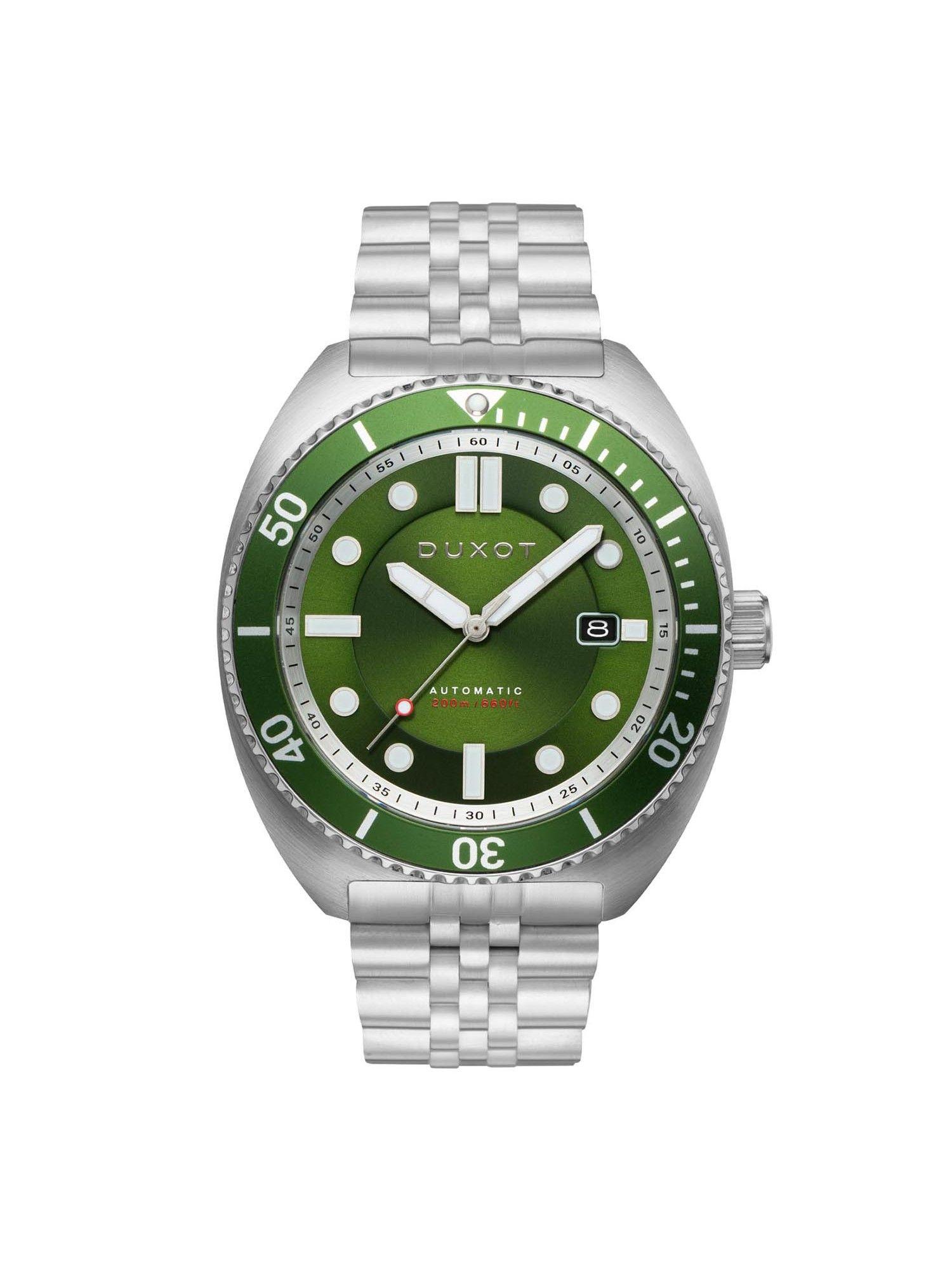 tortuga automatic uni-directional green round dial mens watch - dx-2026-22