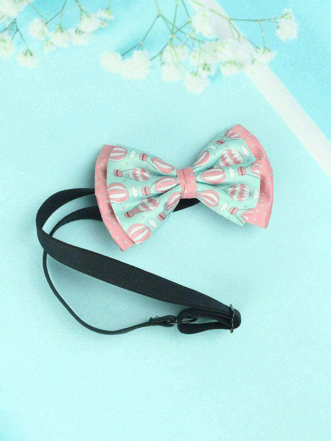 tossido girls green & pink hot air balloons layered bow with adjustable elastic hairband