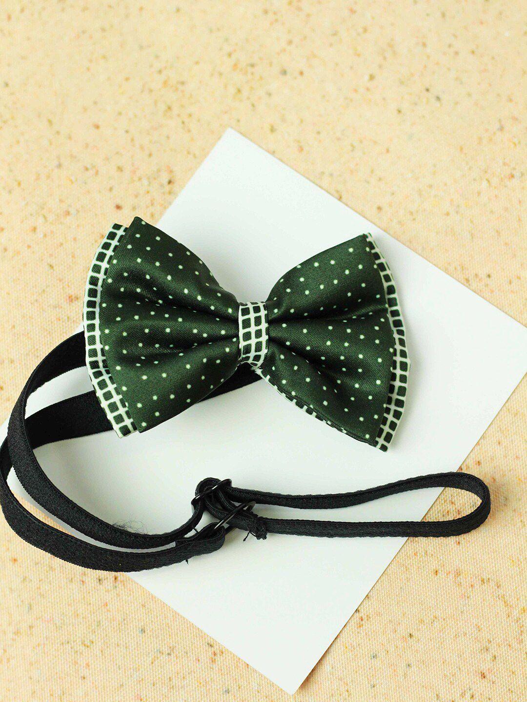 tossido girls green & white printed layered bow with adjustable elastic hairband
