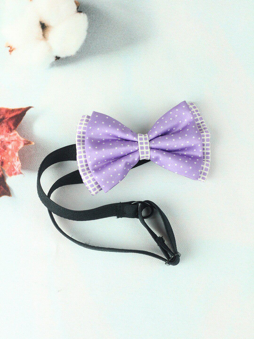 tossido girls purple & white polkas layered bow elastic hairband