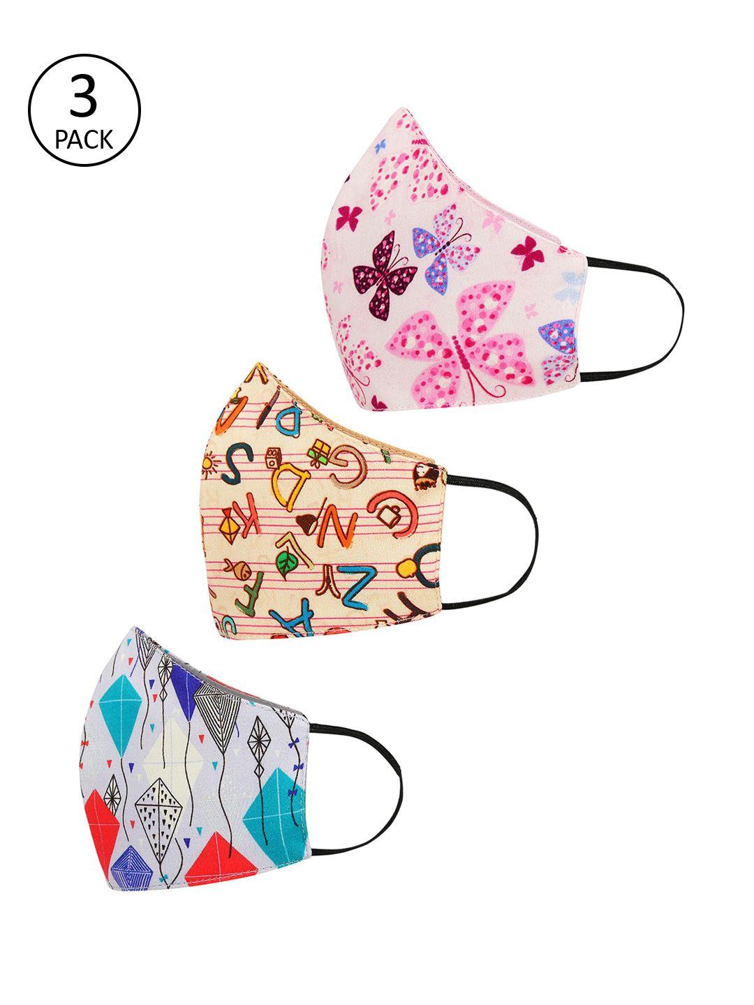 tossido kids pack of 3 printed 3-ply reusable cloth masks