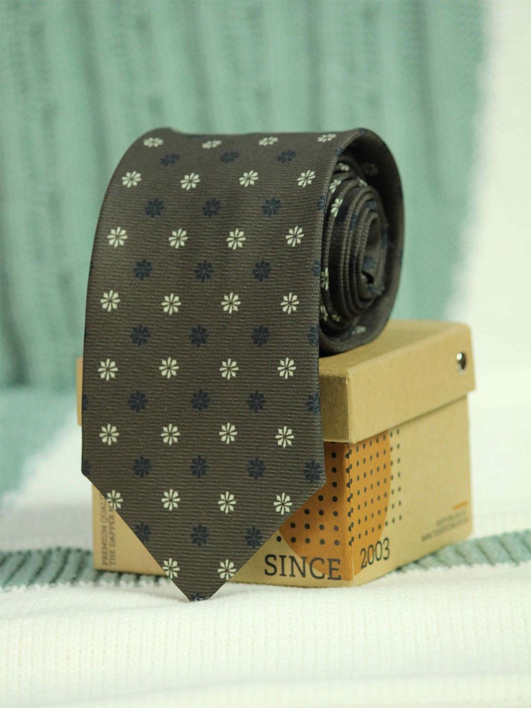 tossido men brown & black printed broad tie