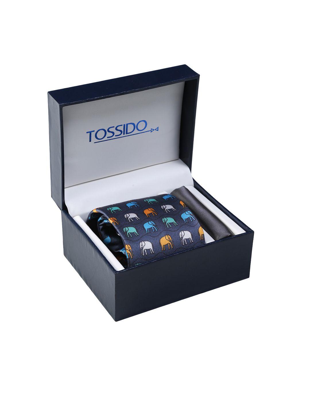 tossido men grey & blue accessory gift set
