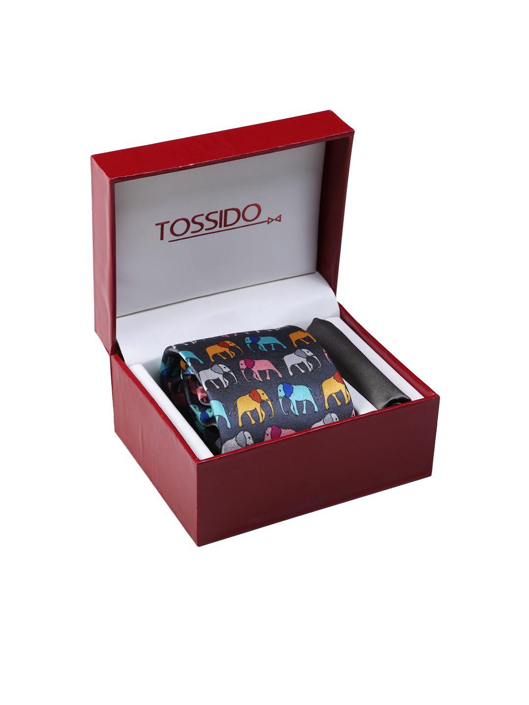 tossido men grey & multicoloured accessory gift set