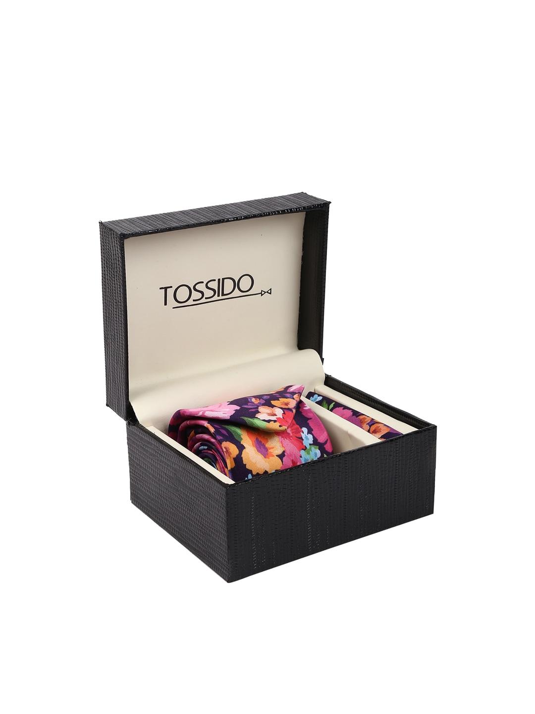 tossido men multicoloured printed accessory gift set