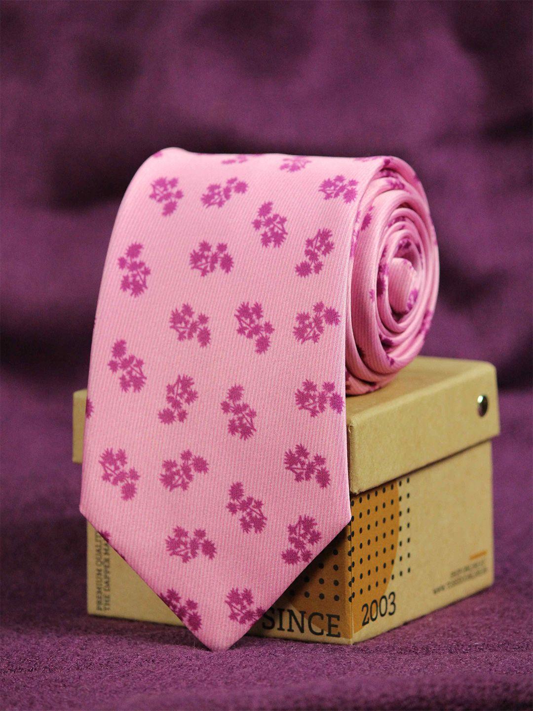 tossido men pink printed broad tie