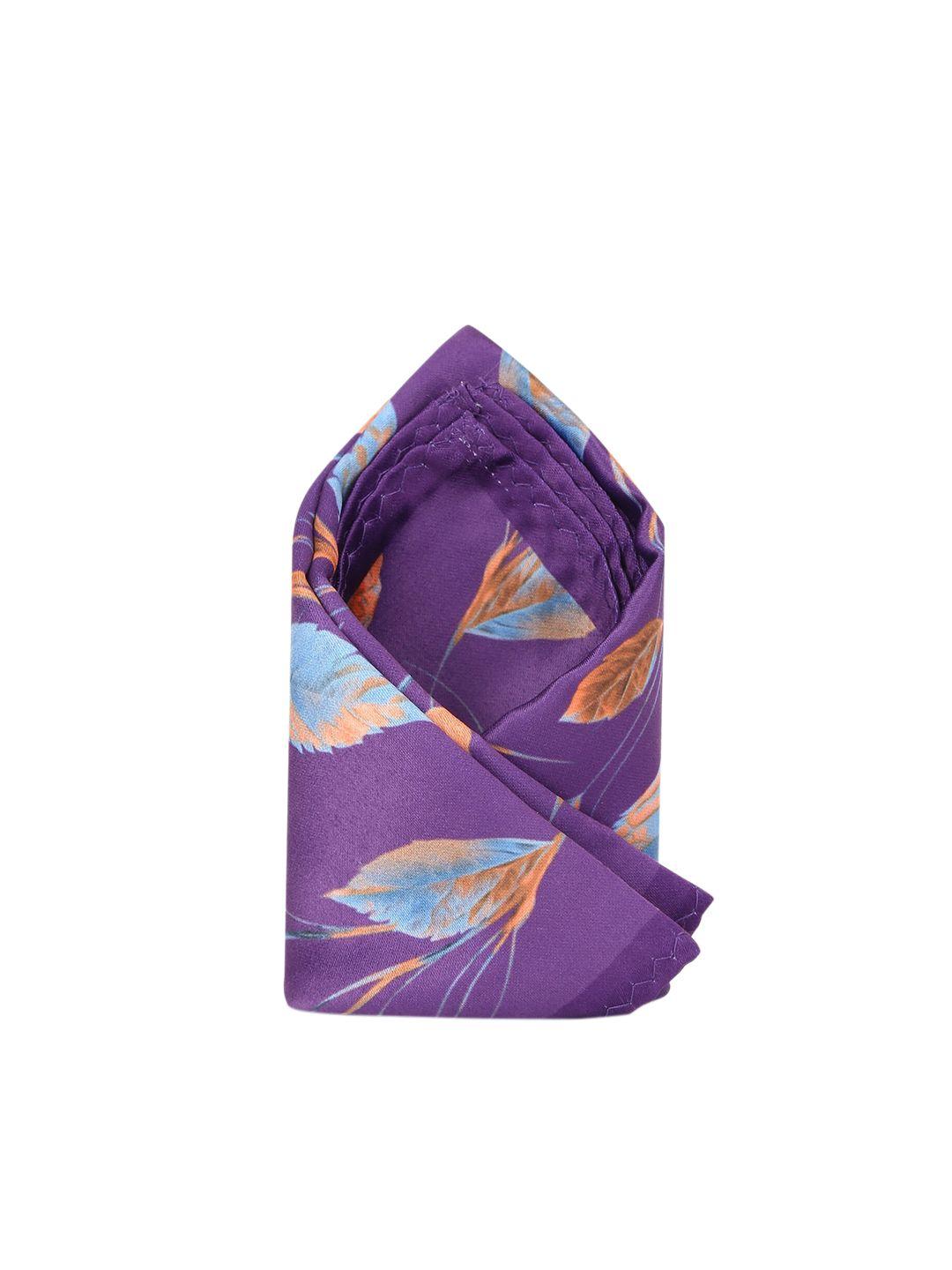 tossido men purple & blue printed pure microfiber pocket square with a gift box