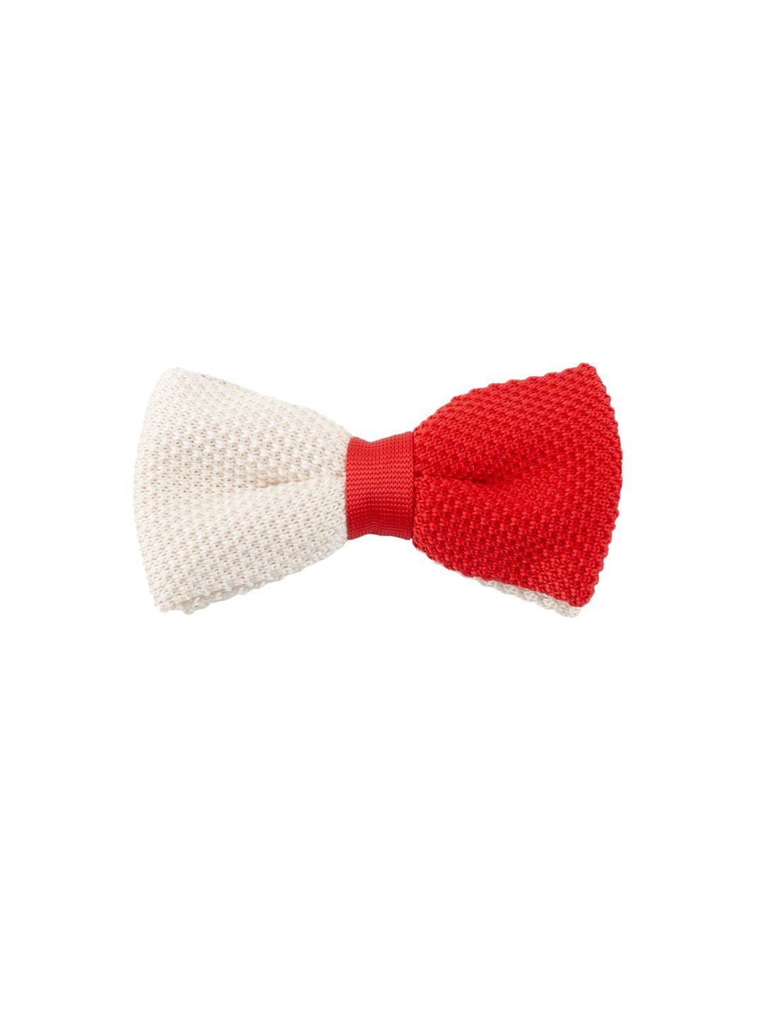 tossido beige & red woven design bow tie