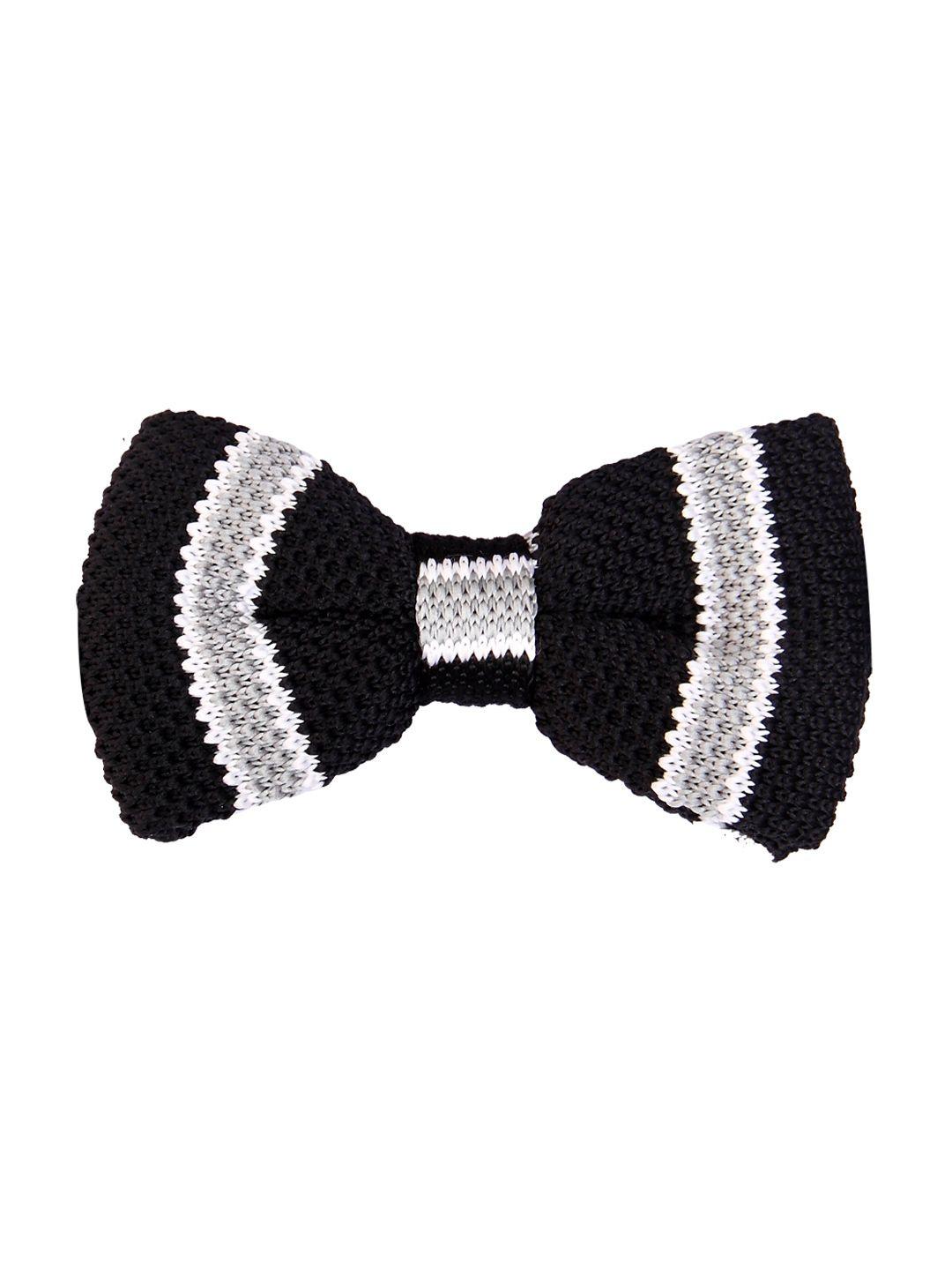 tossido black & grey striped knitted bow tie