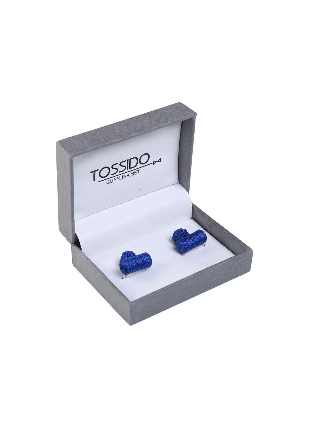 tossido blue geometric cufflinks