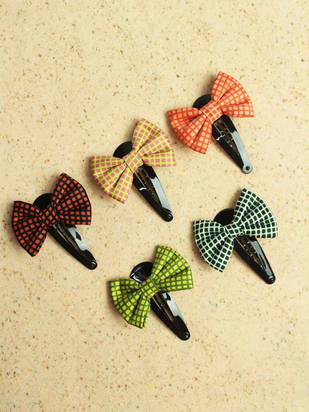 tossido girls orange & green set of 5 tic tac hair clip