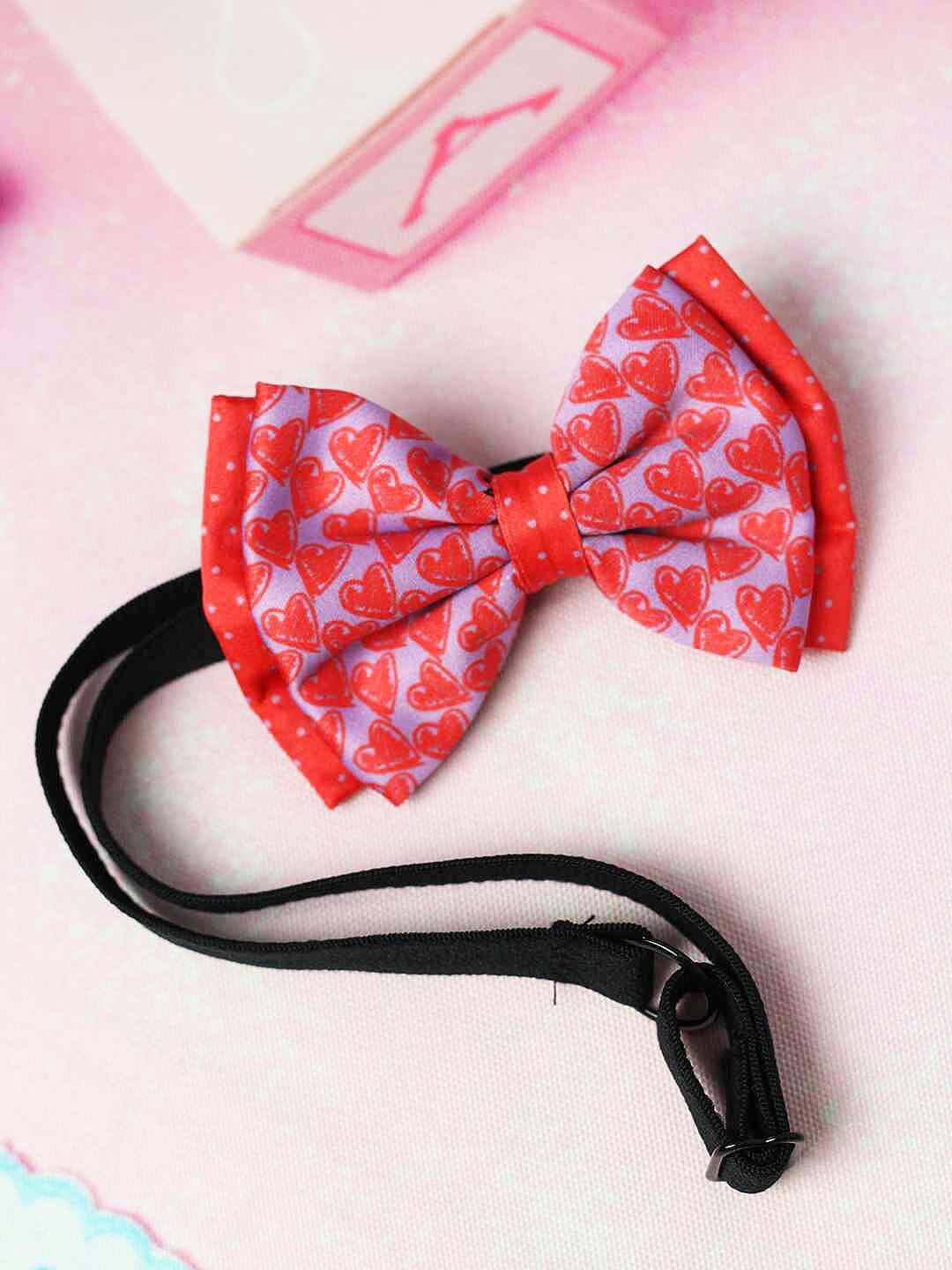 tossido girls purple & red heart printed bow hairband