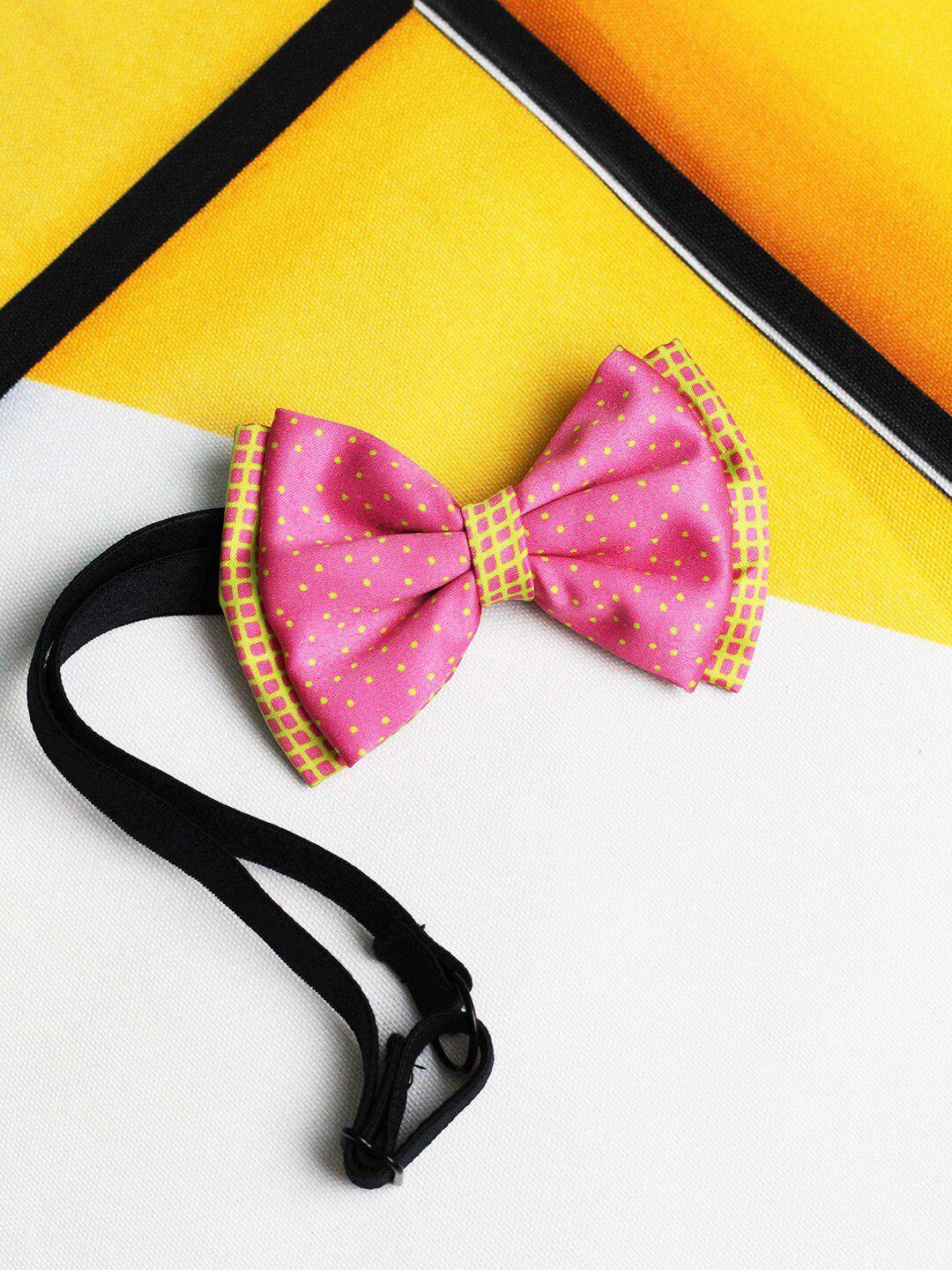 tossido girls purple & yellow polkas layered bow with adjustable elastic hairband