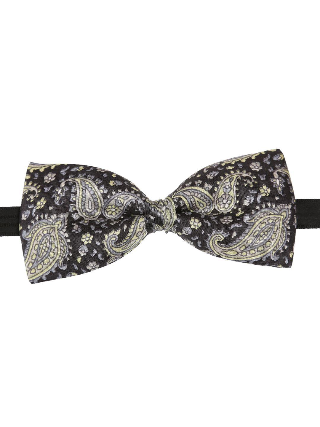 tossido grey & black woven design silk bow tie