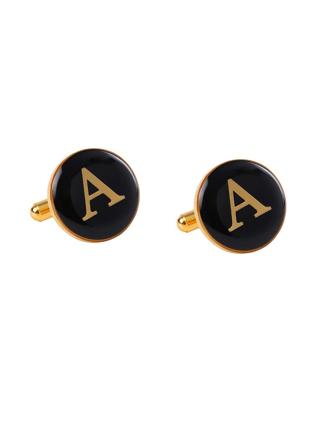 tossido men black & gold-toned cufflink