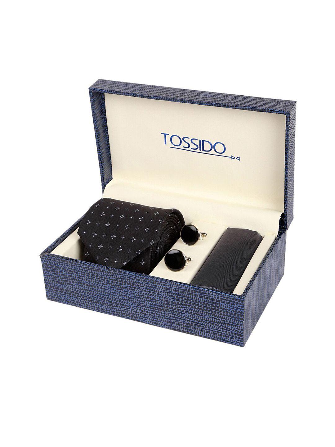 tossido men black & white microfiber accessory gift set