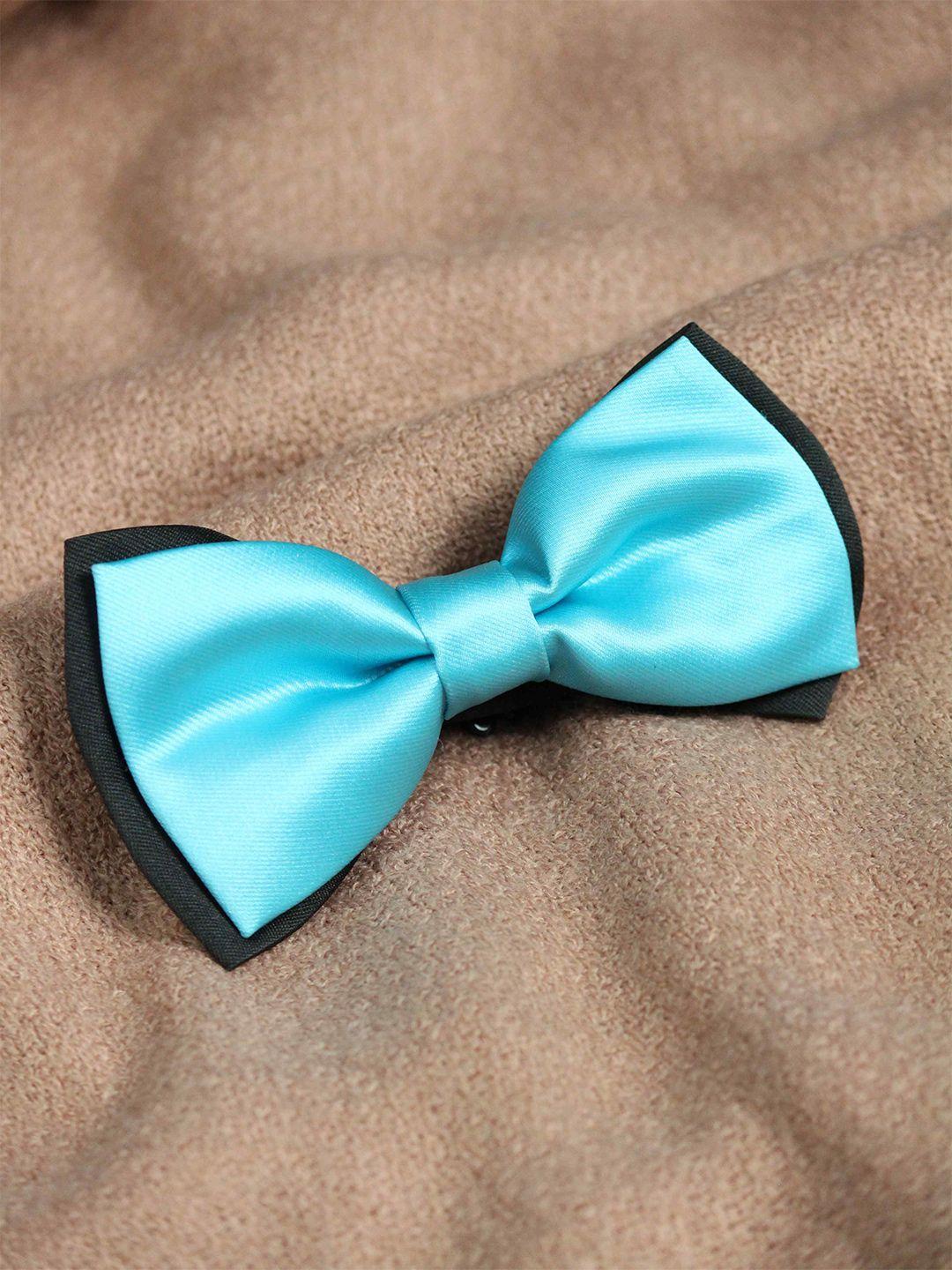 tossido men blue & black solid microfiber bow tie
