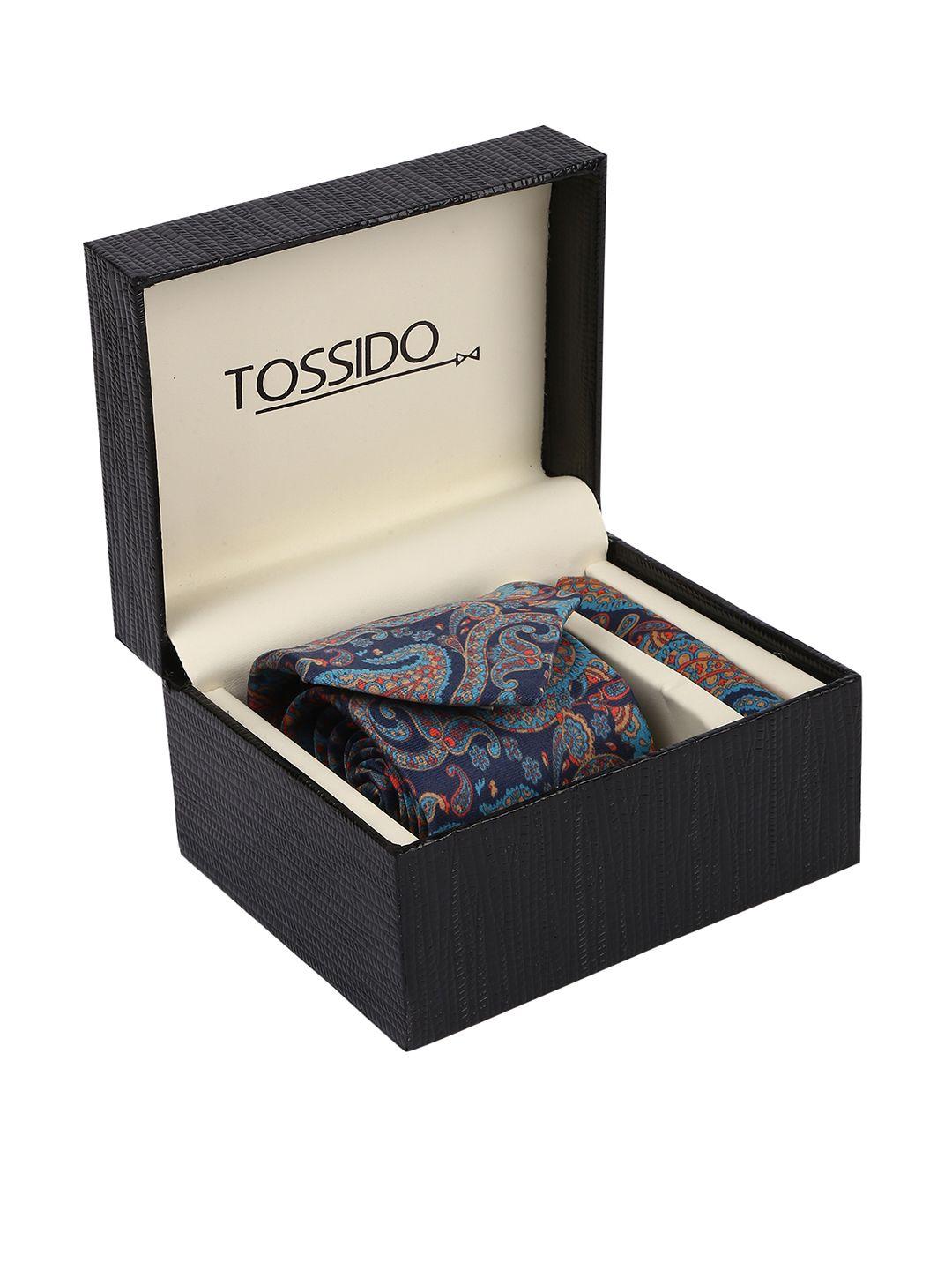 tossido men blue & yellow accessory gift set