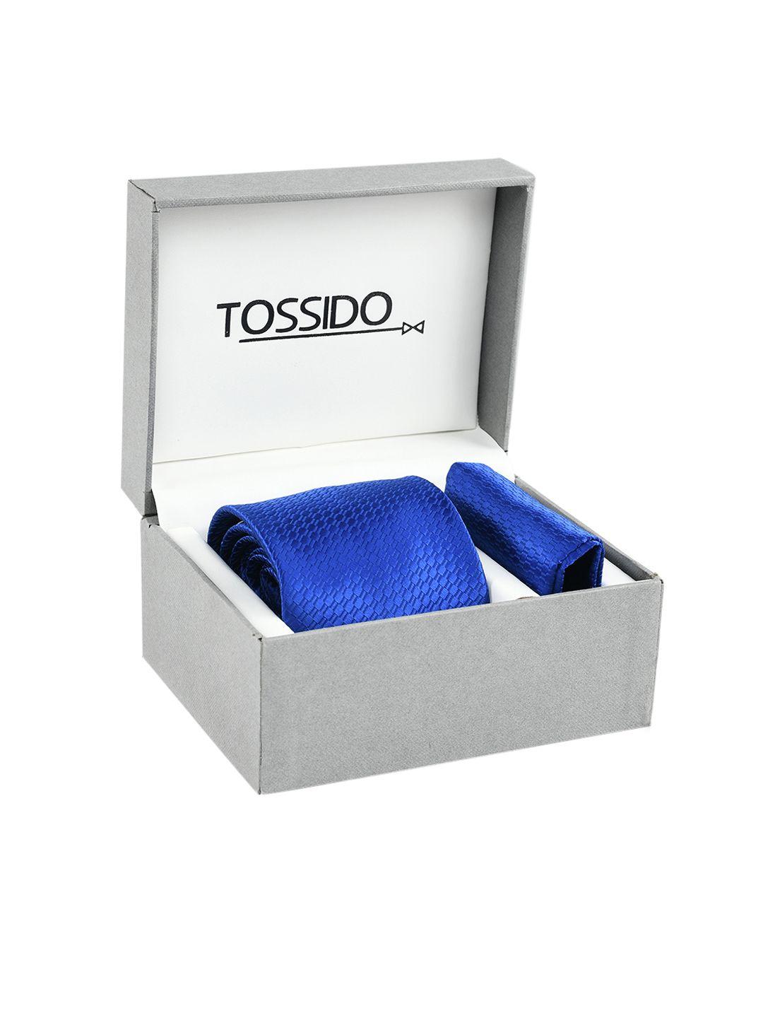 tossido men blue patterned accessory gift set