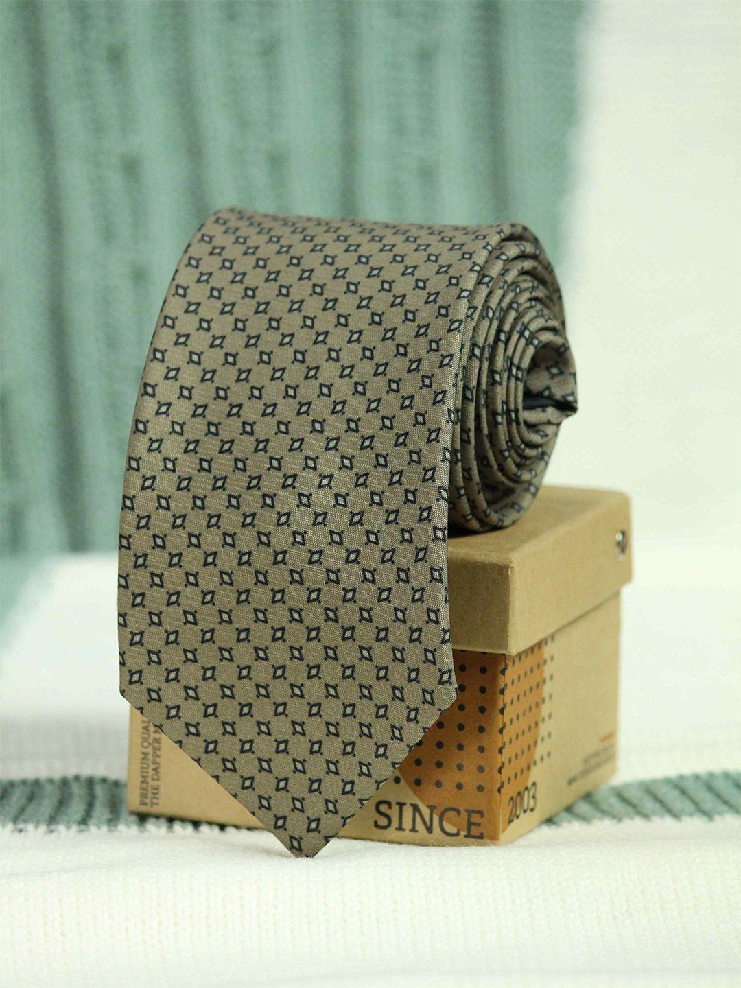 tossido men bronze-toned printed broad tie