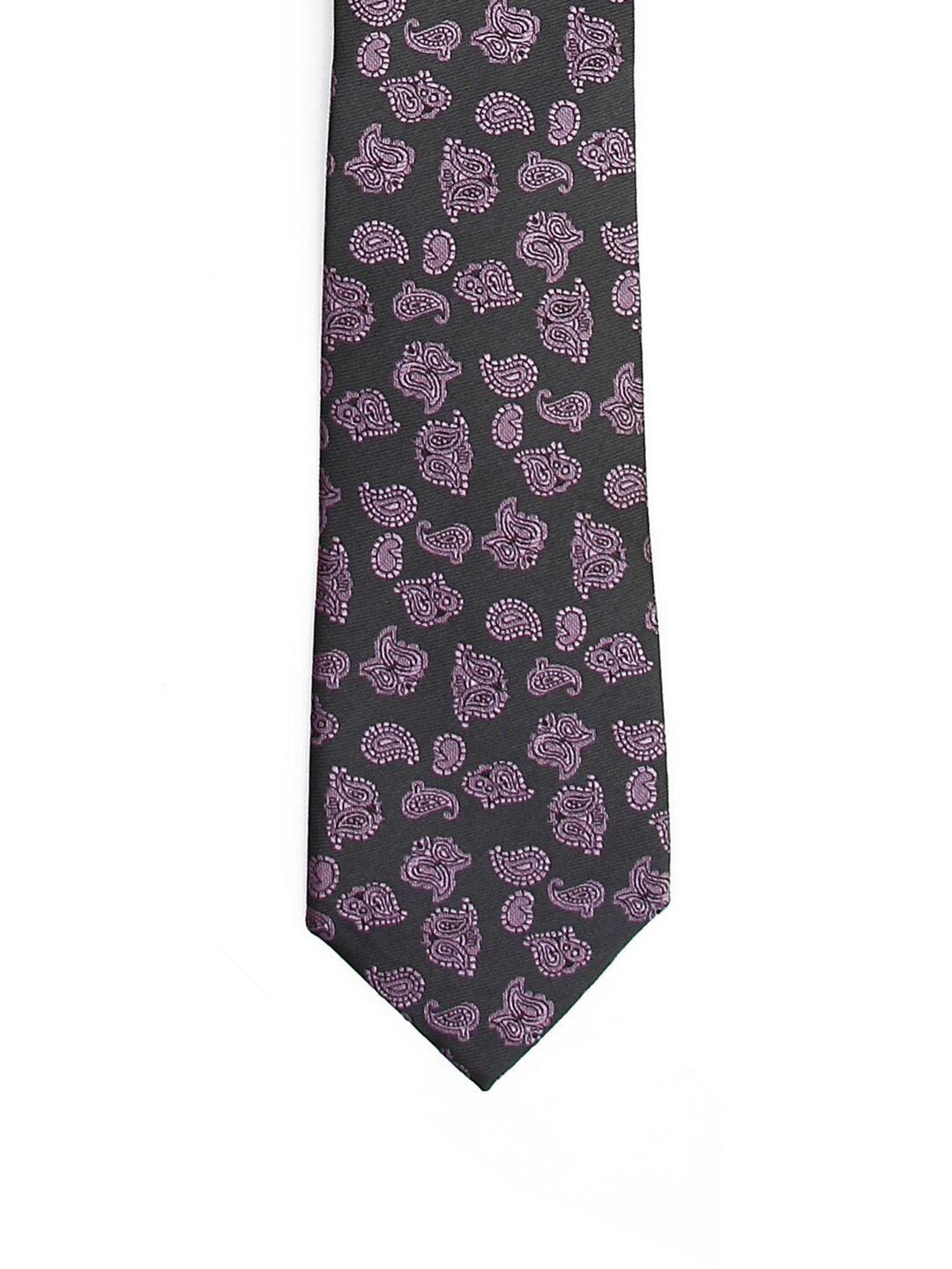 tossido men charcoal & purple printed slim tie