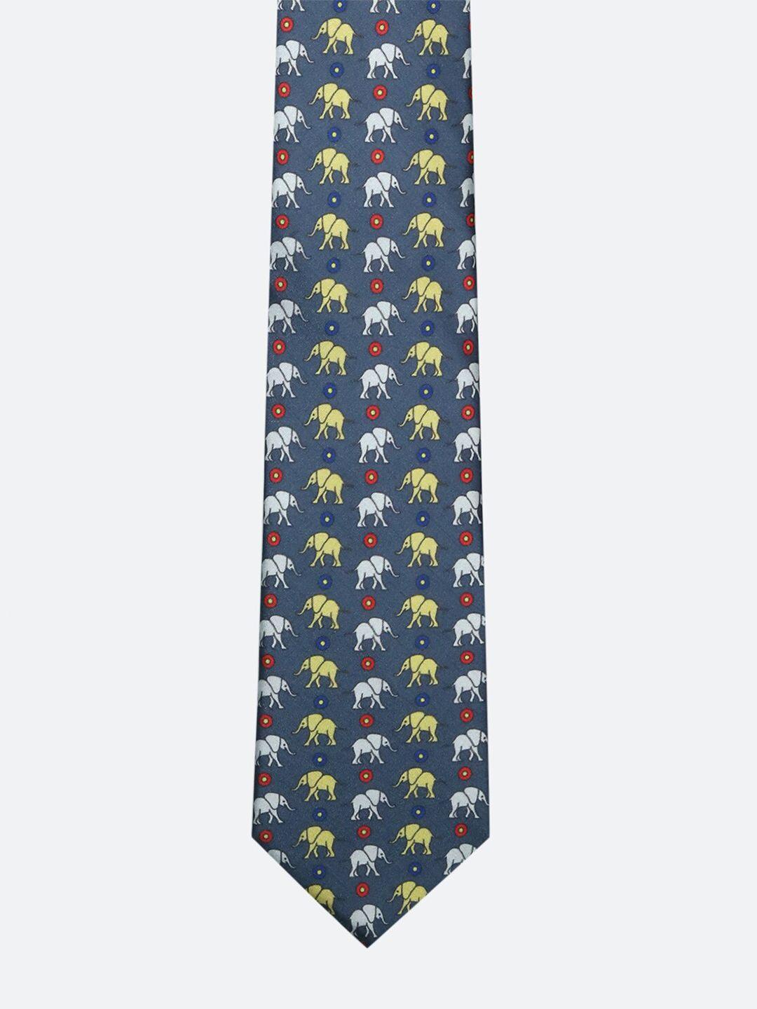 tossido men grey & red printed broad tie