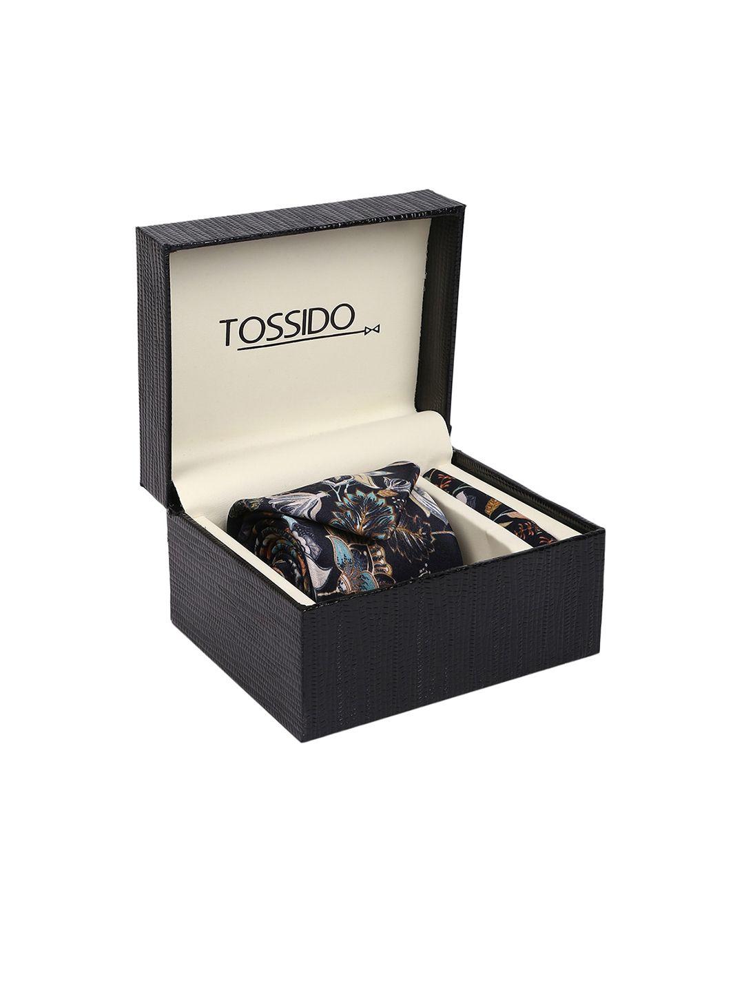 tossido men multicoloured printed accessory gift set