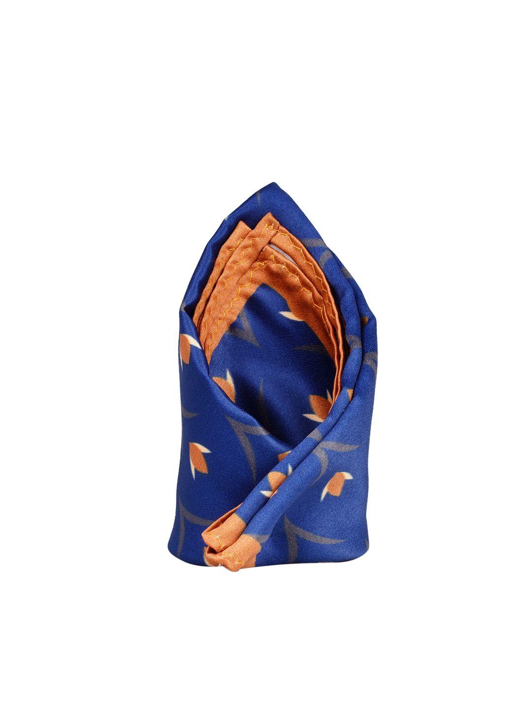 tossido men navy blue printed pocket square