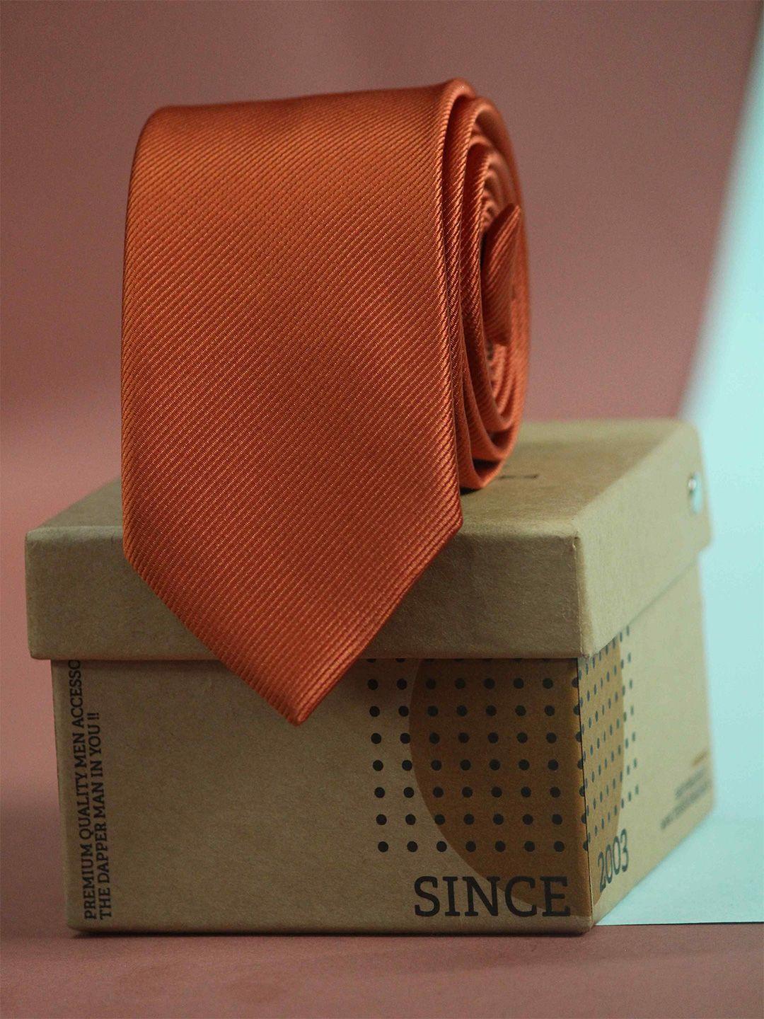 tossido men orange solid skinny tie