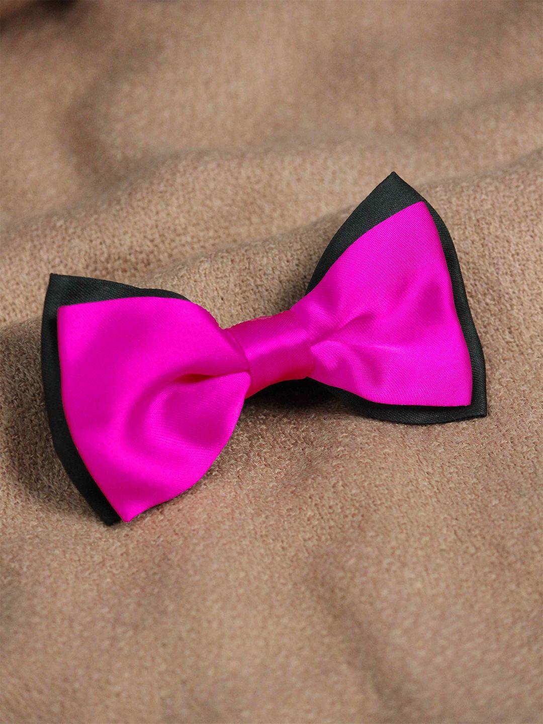 tossido men pink & black bow tie & pocket square