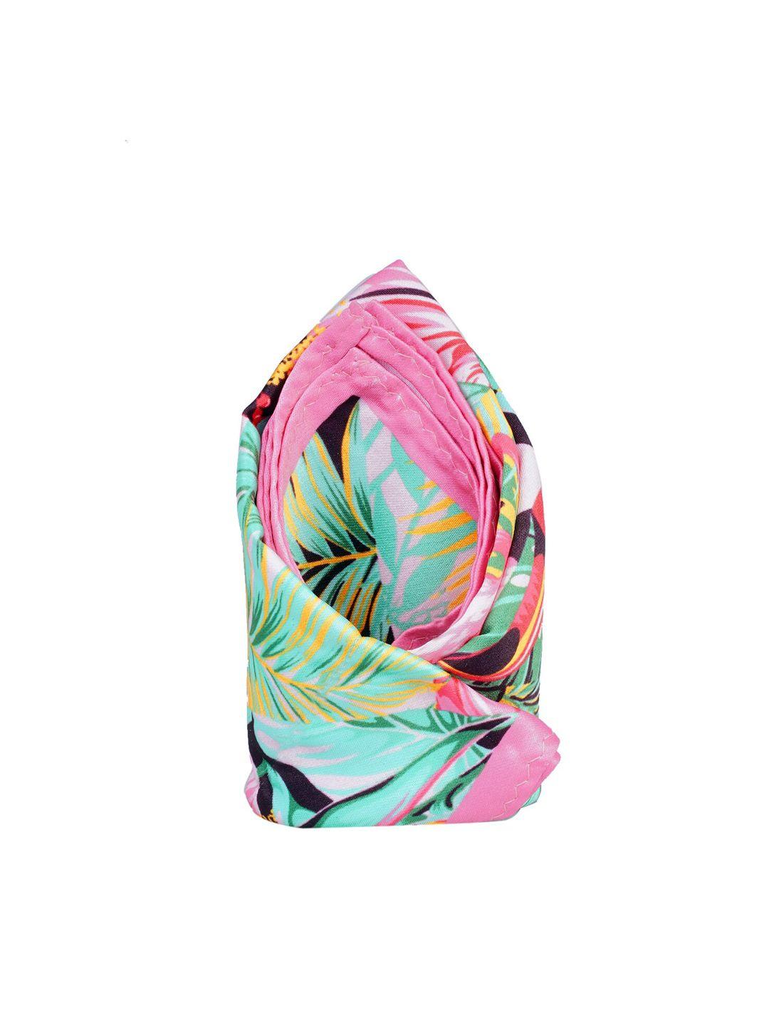 tossido men pink & blue tropical printed pocket square