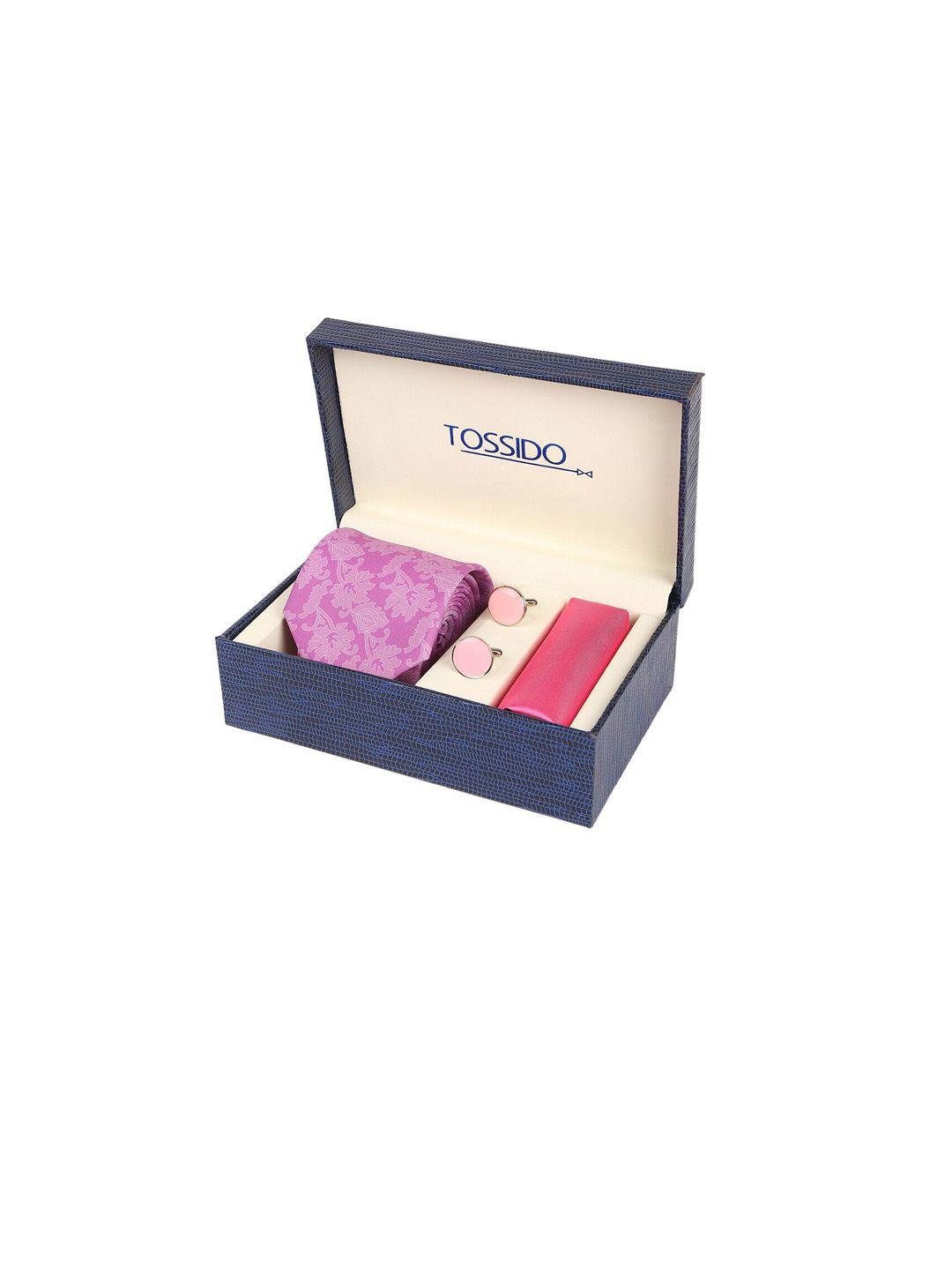 tossido men pink & red microfibre accessory gift set