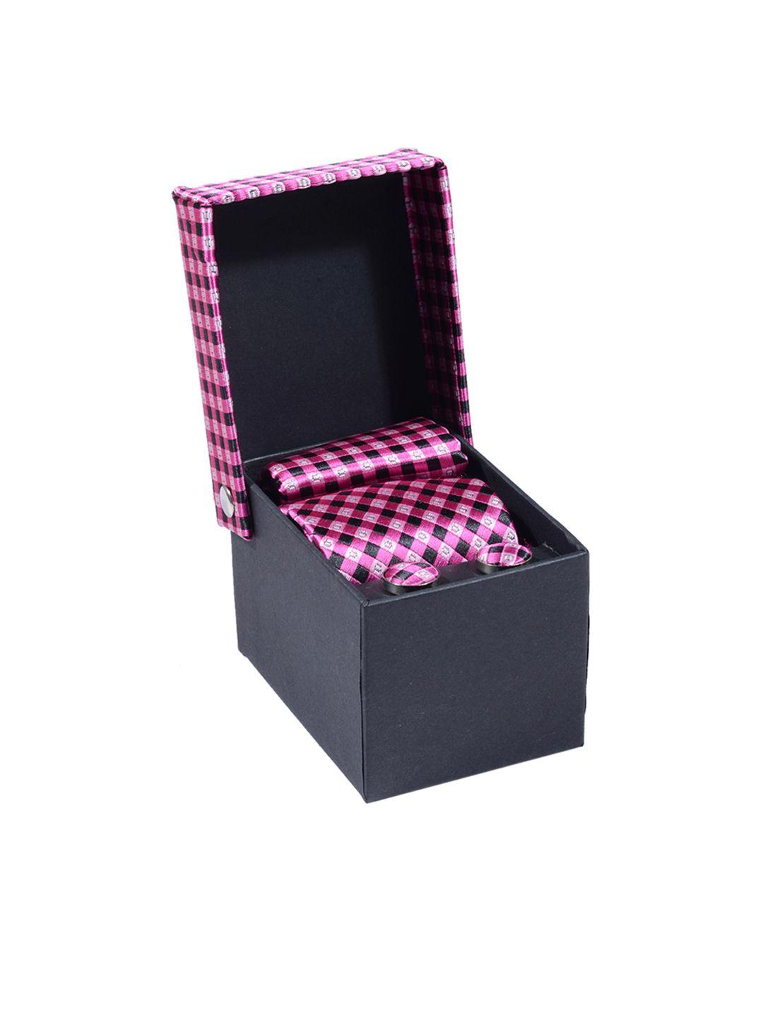 tossido men pink & silver-toned accessory gift set