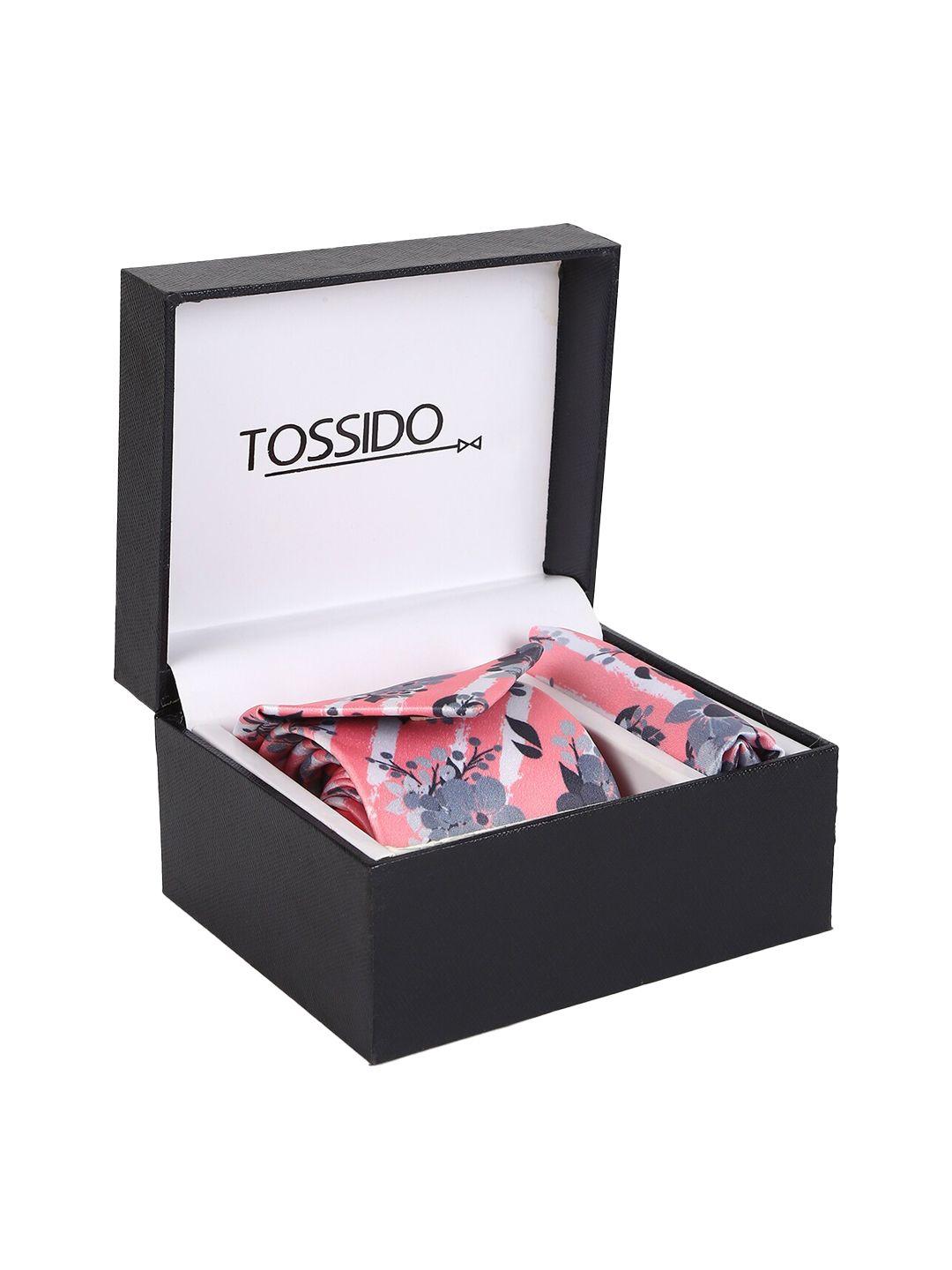 tossido men pink printed accessory gift set