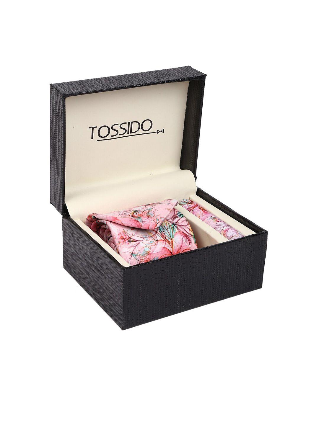 tossido men pink printed accessory gift set