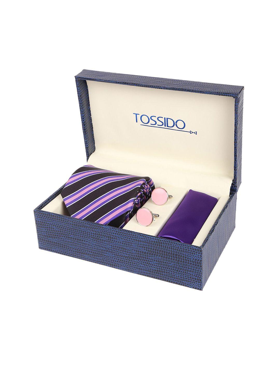 tossido men purple & black microfiber accessory gift set