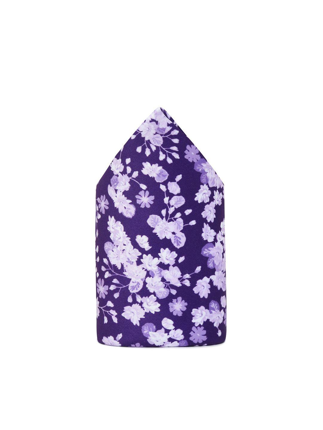 tossido men purple & white printed pocket square